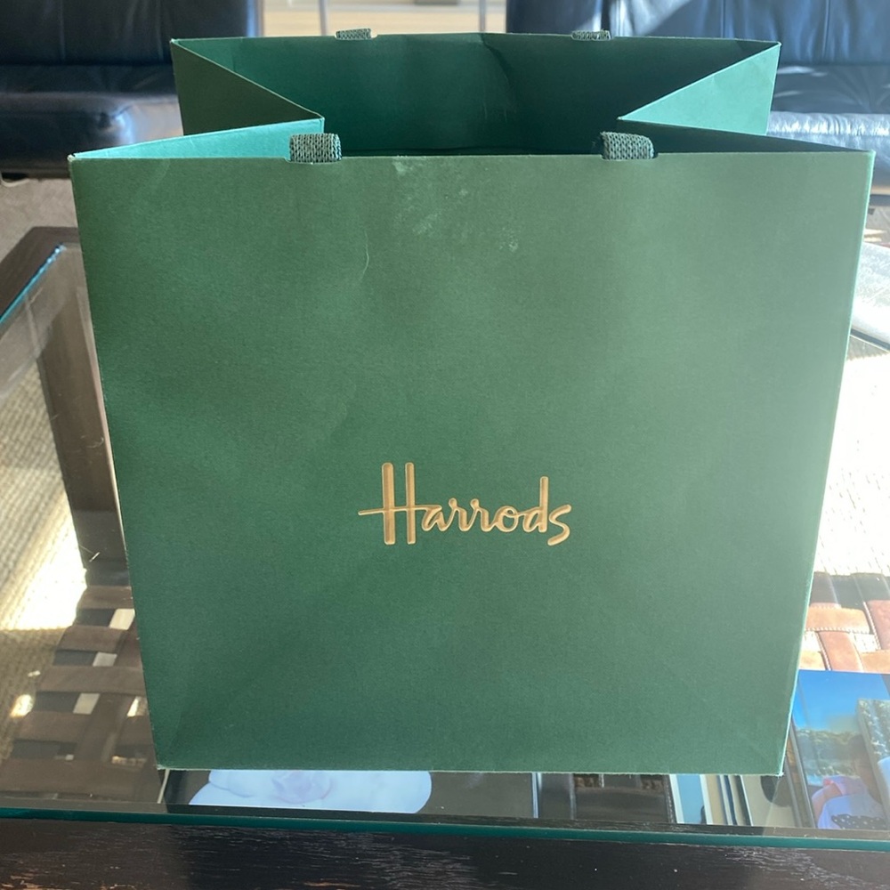 Green Harrods shopping bag